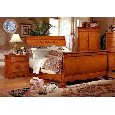 King Sized Sleigh Bed with Rails